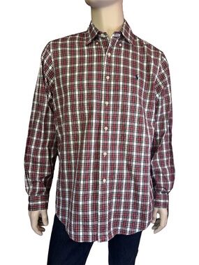 Ralph Lauren Tartan Micro Plaid Shirt Long Sleeve Button Front 100% Cotton